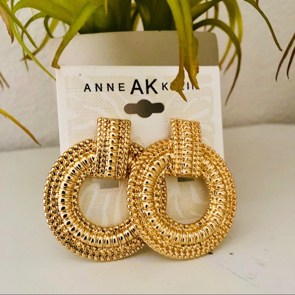 Anne Klein Jewelry - NWT Anne Klein Gold Embellished Circle Earring